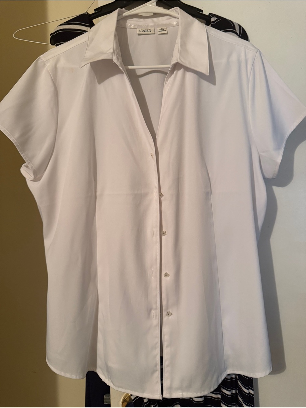 Cato White Short Sleeve Button-Front Shirt XL